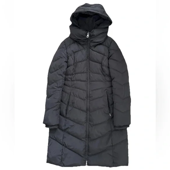 JESSICA SIMPSON Women's XS Hooded Puffer Long Black Zip-Up Jacket Winter Coat - Picture 9 of 14